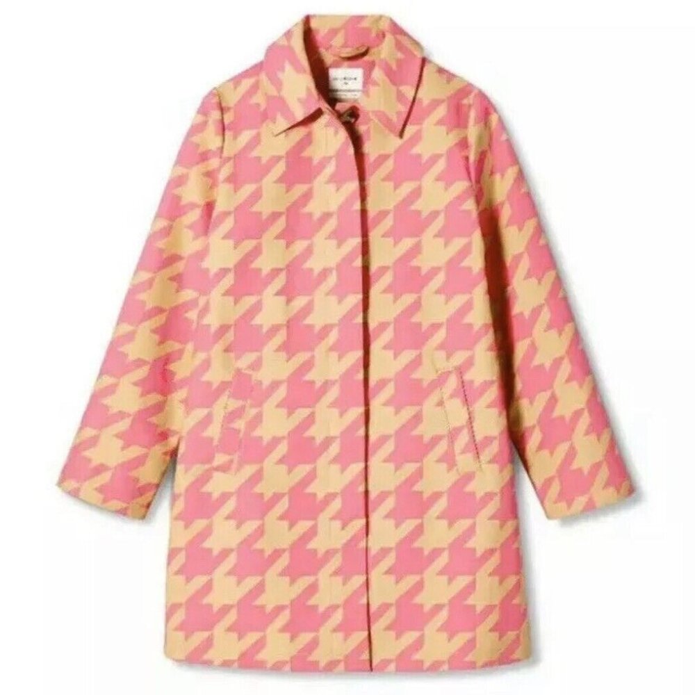 New Isaac Mizrahi x Target pink tan Houndstooth coat size M